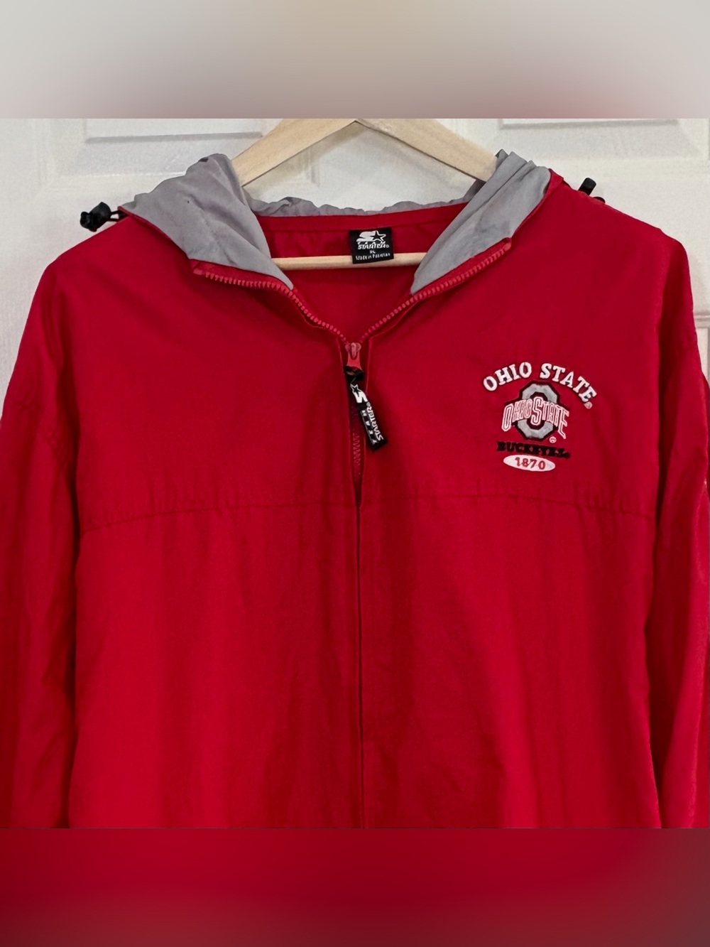 Ohio State Buckeyes Team Starter Zip Up Hood Jacket Rain Coat Men XL Football - Picture 6 of 16